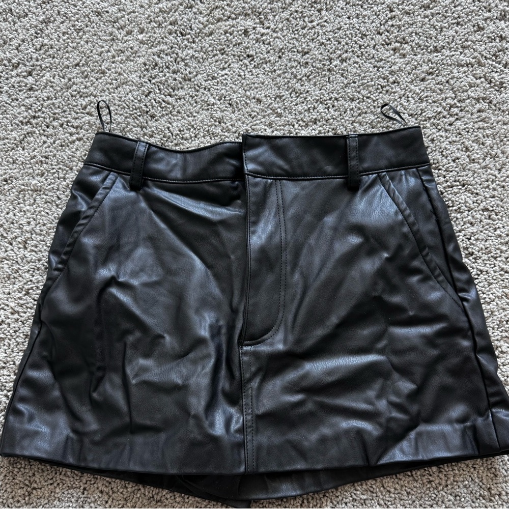 Black Leather Skort